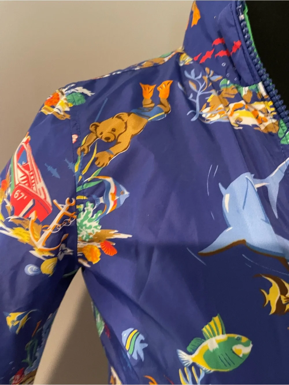 Ralph Lauren Navy Blue Kids' Tropical Sea Print jacket